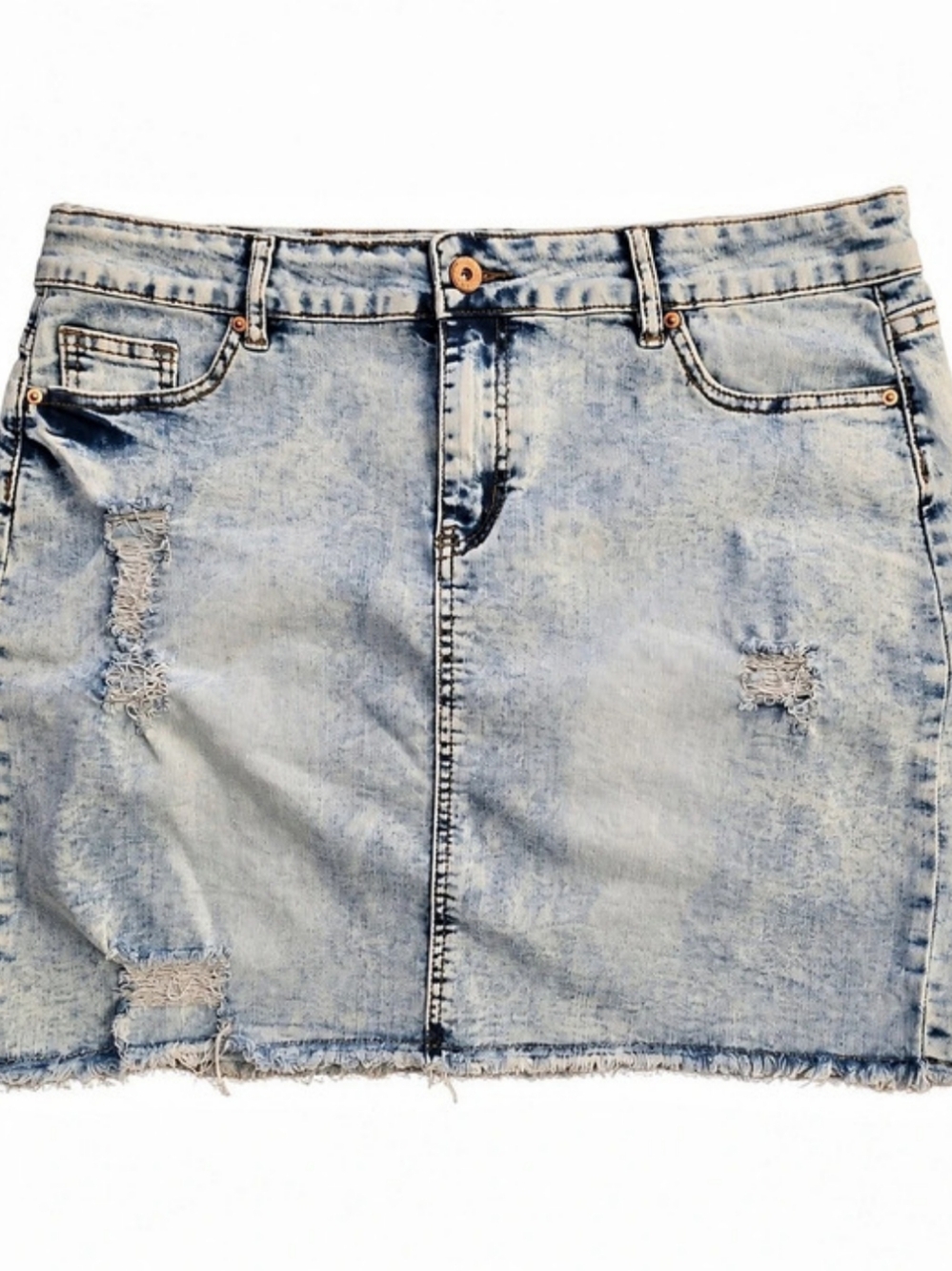 It's Denim Distressed Mini Skirt Size 15